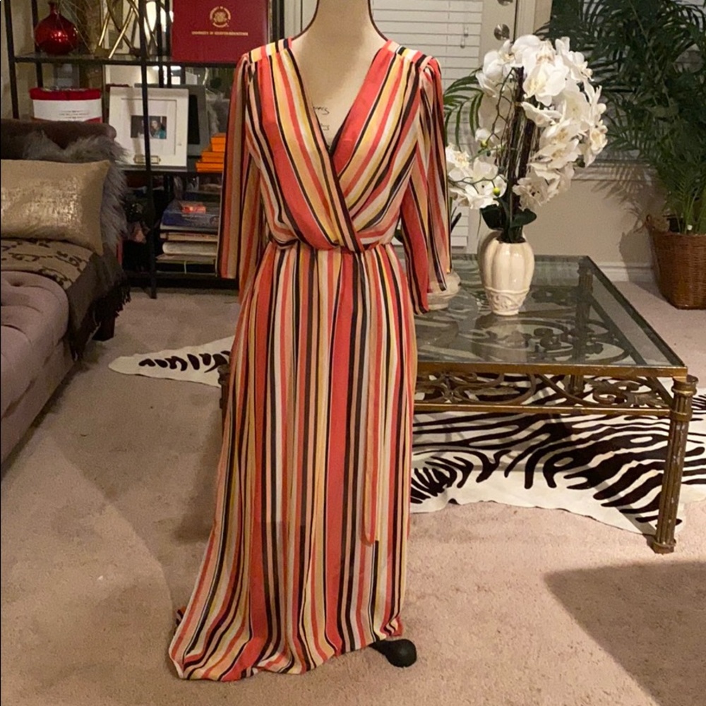 Black/peach striped dress 224